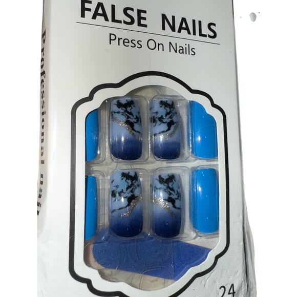 New Press On Nails Bundle of 3 Ghostface Horror Blue & Green Marble Reusable - Picture 16 of 16